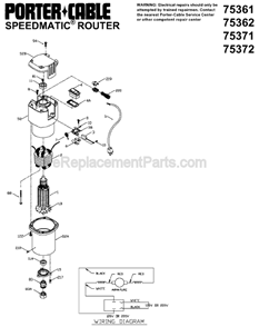 Page A Diagram and Parts List for  Porter Cable Router